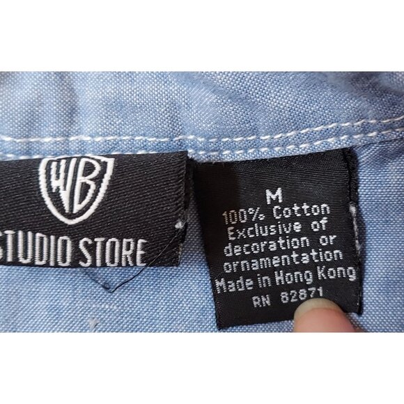 Looney Tunes Taz Warner Bros Studio Vintage Long Sleeve Button Up Size Medium - Picture 4 of 8